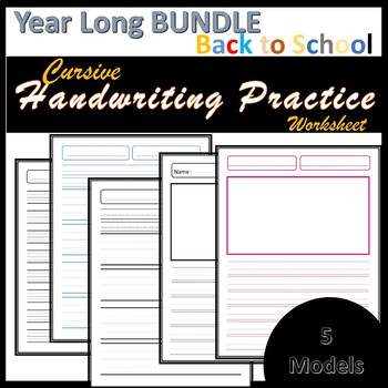 Preview of Cursive Handwriting Practice Worksheet BUNDLE -100th day of school-