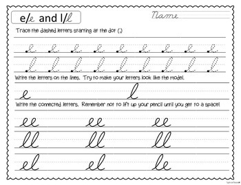 cursive handwriting practice worksheets by apples and bananas education