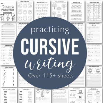 Cursive Handwriting Practice Worksheets by Little Pergola School Shop
