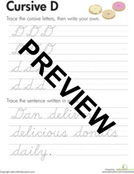 Preview of Cursive Handwriting Practice Worksheets (A-Z)