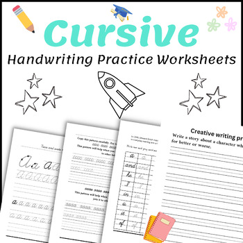 Preview of Cursive Handwriting Practice Worksheets | Creative Writing Prompts