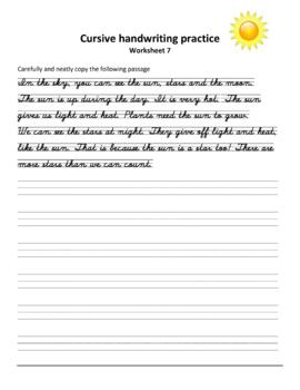 cursive handwriting practice worksheets letters words sentences and paragraph