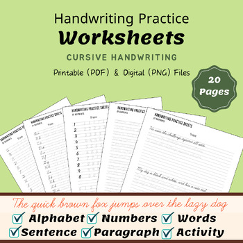 Preview of Cursive Handwriting Practice Worksheets Sentence Writing for Older Students