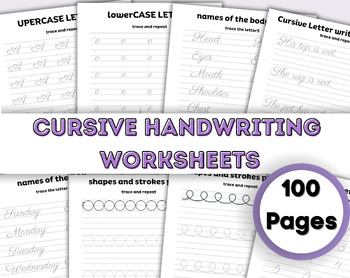 Cursive Handwriting Practice Worksheets for Kids, Printable Cursive ...