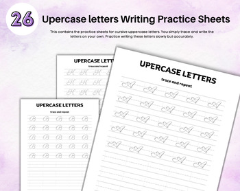 Printable Cursive Handwriting Worksheets for Kids, Cursive Writing Practice  Sheets for Kids, Letter Tracing 100 Pages PDF Us Letter Size 