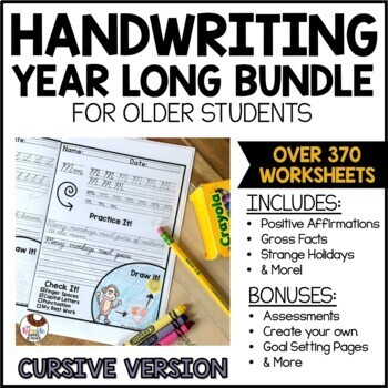 Preview of Cursive Handwriting Practice | Year Long Daily Worksheets for Older Students