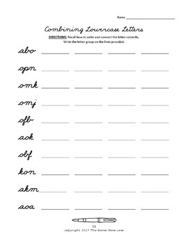 Cursive Handwriting Practice Worksheets (difficult lowercase letters)