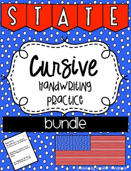 Preview of States and Capitals Cursive Bundle for all States