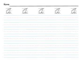 Cursive Handwriting Practice from A to Z including 0 to 9