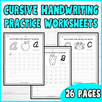 Cursive Handwriting Practice, uppercase and lowercase by Emma Adams