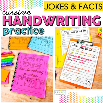 Preview of Cursive Handwriting Practice with Jokes and Facts - Morning Work Cursive Writing