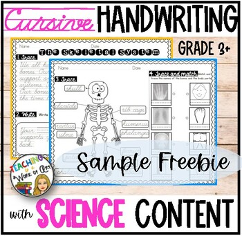 Preview of Cursive Handwriting Practice with Science Passages- FREEBIE