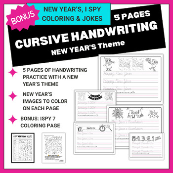 Preview of Cursive Handwriting Practive Pages, New Year's Resolution Activity, January