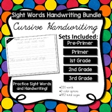 Cursive Handwriting Sight Word Worksheets Pre-Primer throu