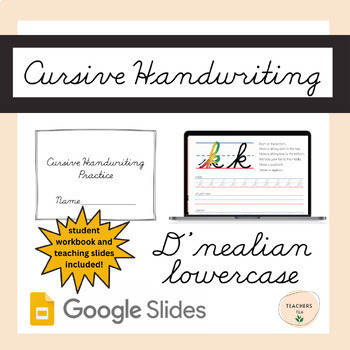 Preview of Cursive Handwriting Student Book and Teaching Slides- D'nealian Lowercase