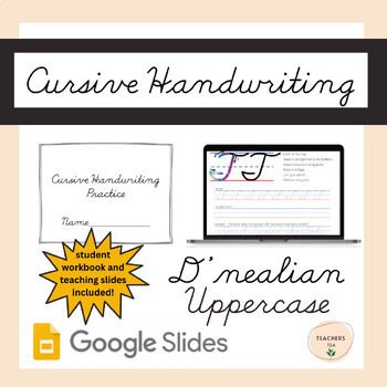 Preview of Cursive Handwriting Student Book and Teaching Slides- D'nealian Uppercase