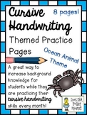 Cursive Handwriting ~ Themed Practice Pages ~ OCEAN Animal