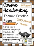 Cursive Handwriting ~ Themed Practice Pages ~ ZOO Animals 