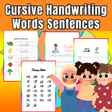 Cursive Handwriting Words Sentences fo kids, Practice Book