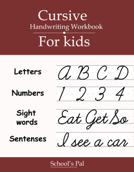 Preview of Cursive Handwriting Workbook For Kids (School's Pal)