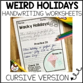 Cursive Handwriting Worksheets - Silly Holidays