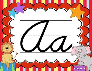 Cursive Letter Posters Circus Theme By Teaching 4 Success Tpt