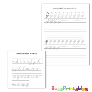 Cursive Letter Tracing Practice Pages A-Z by BuzzPrintables | TpT