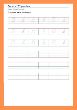 Cursive Mastery: Letter 'B' Practice Worksheets for Upper and Lower Case