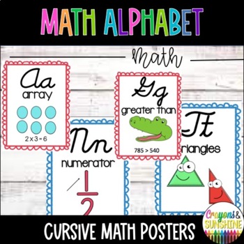 Preview of Cursive Math Alphabet | Alphabet Posters - Red & Blue