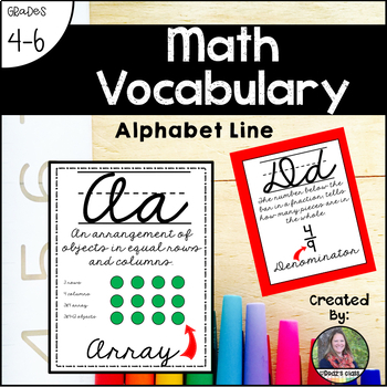 Preview of Cursive Math Vocabulary and Alphabet Line for Upper Elementary