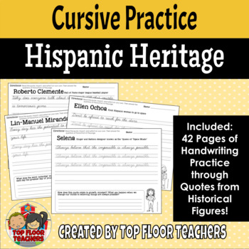 Preview of Cursive Practice Hispanic Heritage Quotes