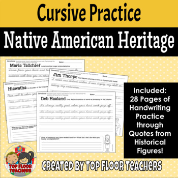 Preview of Native American Heritage Month Cursive Practice Quotes