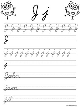 Cursive Practice Pages and/or Book with an Owl Theme! by ...
