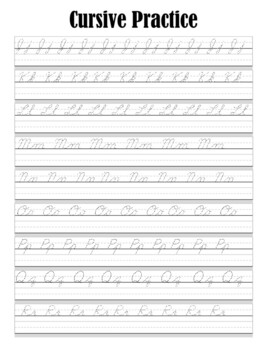 Cursive Practice Sheets by Teresa Langley | TPT