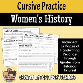 Preview of Cursive Practice Women's History Month Quotes