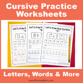 Cursive Practice Worksheets - Letters, Words, A-Z, Tracing