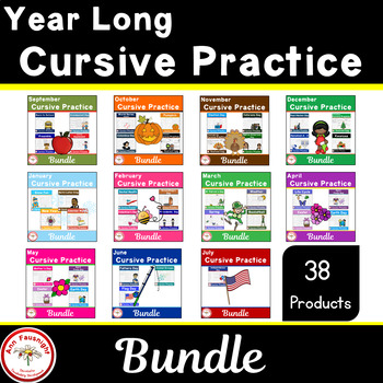 Preview of Cursive Practice Year Long Mega Bundle