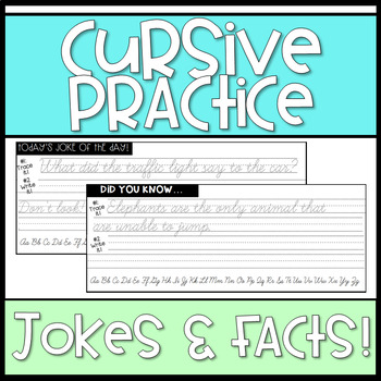 Preview of Cursive Practice: 80 days of jokes and facts to practice cursive