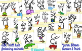 Cursive & Print ABC wall line - Animals only! - yellow che