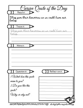 Preview of Cursive Quote of the Day Worksheets: Christmas and Advent