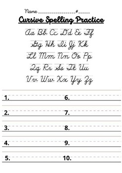 Preview of Cursive: Spelling Practice (Fits any spelling list)