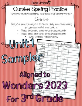 Preview of Cursive Spelling Practice for Wonders - **Unit 1 Sampler**