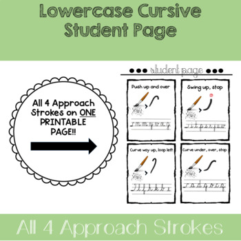 Preview of Lowercase Cursive Student Reference Page using Approach Strokes