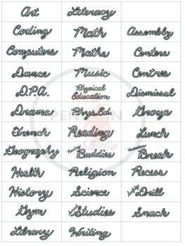 Cursive Subject Titles for Labels - PNG by Red Penguin Studio