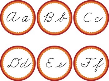 Preview of Cursive Word Wall Red & Orange Labels Headers Summer End of Year