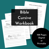 Cursive Workbook, Bible Cursive Worksheets Practice Sheets
