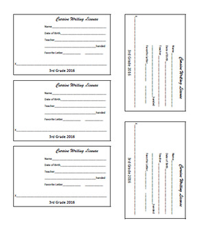Preview of Cursive Writing License