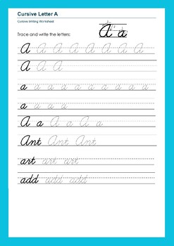 Cursive Writing Practice: Letter 'A' Worksheets for Upper and Lower Case