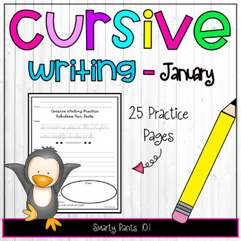 Preview of Cursive Writing Practice Sentences - January Jokes, Fun Facts, Handwriting 