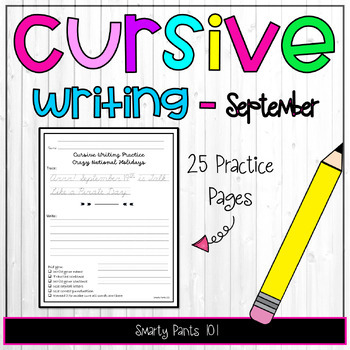 Preview of Cursive Writing Practice Sentences - September - Jokes, Fun Facts Handwriting